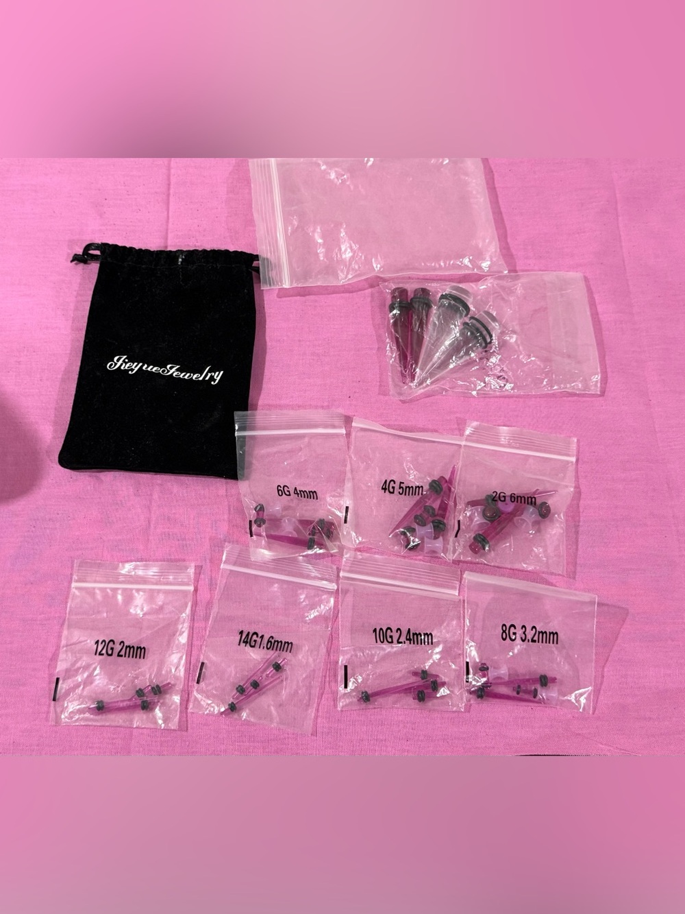Pink Ear Stretching Taper and Plug Set by